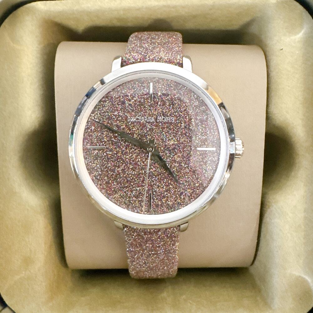 Michael Kors Charley Ross Gold Glitz Leather Strap Watch Watch MK7111